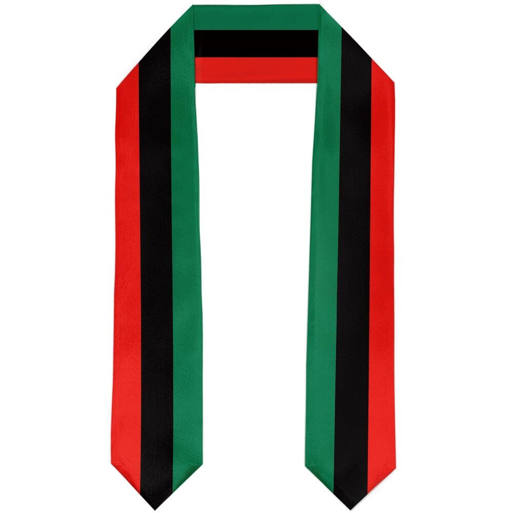9787 Pan African Flag Graduation Stole Satin Sash Scarf for Study Aboard